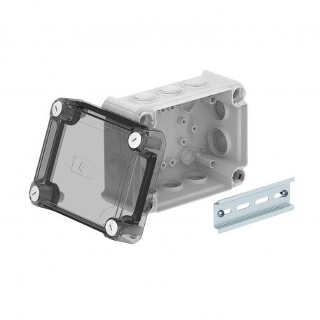 Caja de derivación T 100 con tapa alta transparente y junta insertable 136x102x74 | 10 | IP66 | Gris claro, RAL 7035