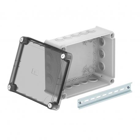 Caja de derivación T 250 con tapa alta transparente y conos 225x173x103 | 16 | IP66 | Gris claro, RAL 7035