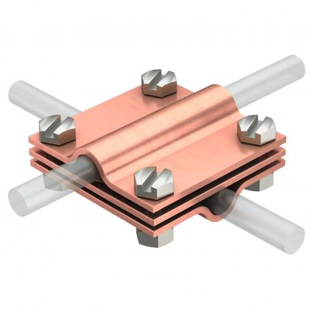 Conector en cruz con placa intermedia para Rd 8-10 mm Cu