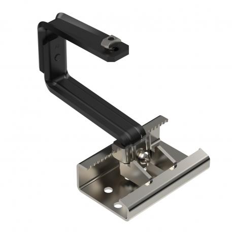 Roof hook for PV module mounting, screwable profile, tiled roof, black