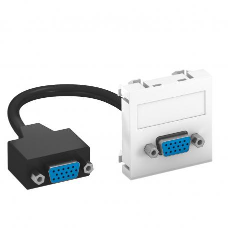 Toma VGA, módulo 1, salida recta, con cable de conexión  |  | VGA | blanco puro; RAL 9010