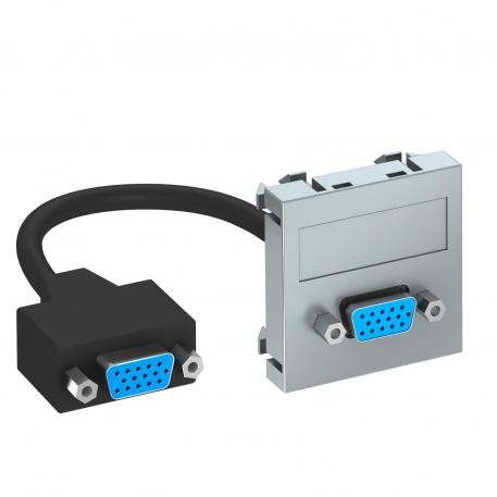 Toma VGA, módulo 1, salida recta, con cable de conexión  |  | VGA | Aluminio lacado