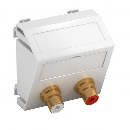 Toma RCA de audio, módulo 1, salida transversal, acoplamiento 1:1, blanco puro  |  | Cinch | blanco puro; RAL 9010