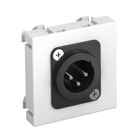 Toma XLR, módulo 1, salida recta, conector de 3 polos, conectores soldados, blanco puro