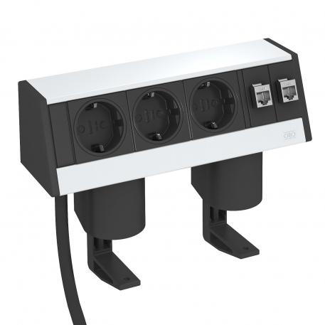 Deskbox DB, con pie de fijación, 3 tomas de corriente, 2x RJ45 cat. 6