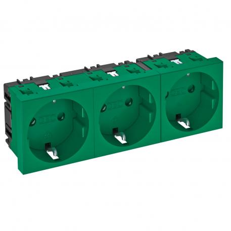 Toma de corriente 0°, con toma de tierra, triple 3 | triple, 0° | verde menta; RAL 6029