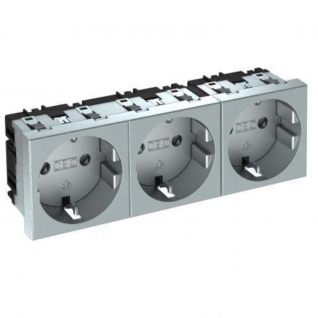 Toma de corriente 0°, con toma de tierra, triple 3 | triple, 0° | Aluminio lacado