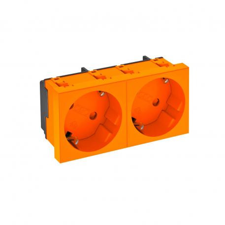 Toma eléctrica 33°, con protección contra contactos, doble 2 | doble, 33° | Naranja puro; RAL 2004