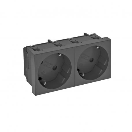 Toma eléctrica 33°, con protección contra contactos, doble 2 | doble, 33° | negro grisáceo; RAL 7021