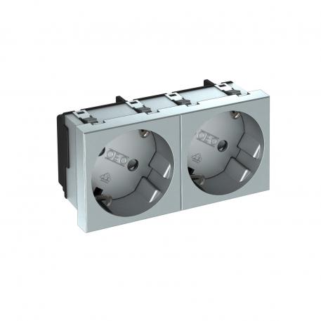 Toma eléctrica 33°, con protección contra contactos, doble 2 | doble, 33° | Aluminio lacado