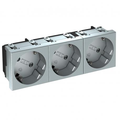 Toma de corriente 33°, con toma de tierra, triple 3 | triple, 33° | Aluminio lacado