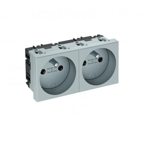 Toma de corriente 0°, con clavija de puesta a tierra, doble