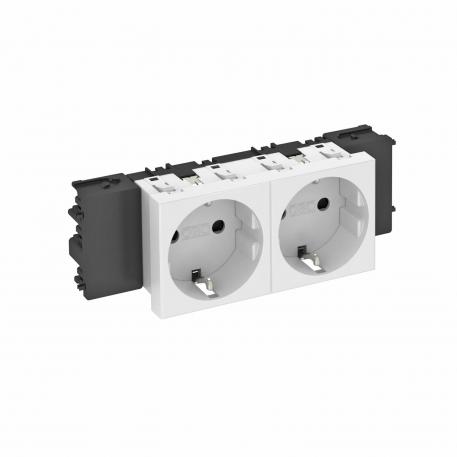 Toma de corriente 0°, Connect 45, con puesta a tierra, doble 2 | doble, 0° | blanco puro; RAL 9010