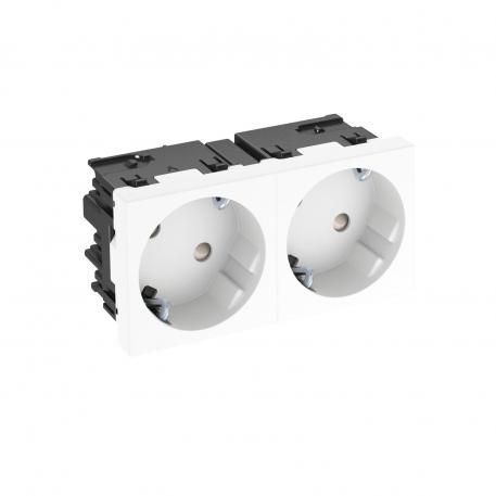 Toma de corriente 33°, Connect 45, con puesta a tierra, doble 2 | doble, 33° | blanco puro; RAL 9010