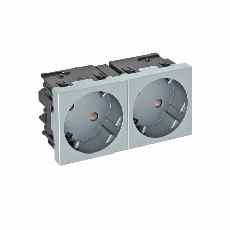 Toma de corriente 33°, Connect 45, con puesta a tierra, doble 2 | doble, 33° | Aluminio lacado