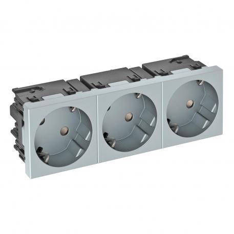 Toma de corriente 33°, Connect 45, con puesta a tierra, triple 3 | triple, 33° | Aluminio lacado